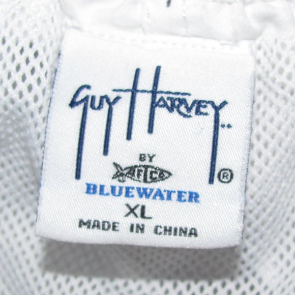 Mens Guy Harvey Blue White Fish Swordfish Lined Board Shorts Size Extra Large XL - Picture 6 of 7